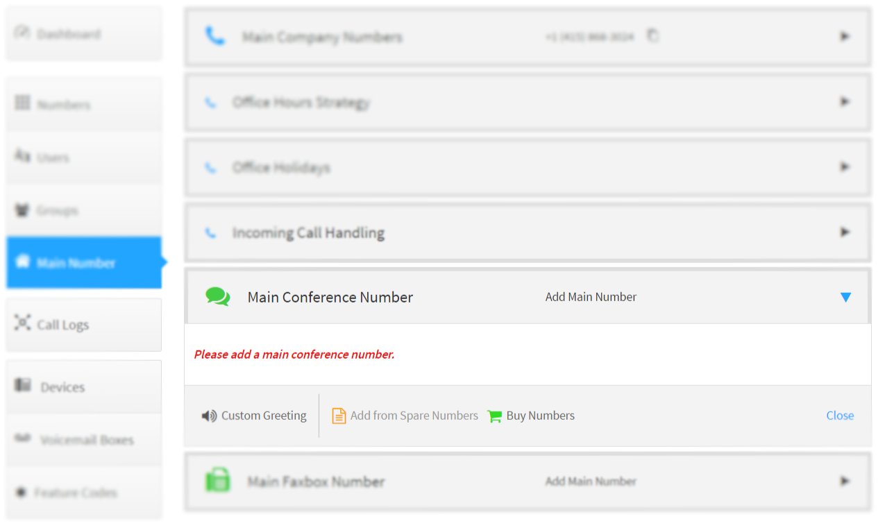 SmartPBX conference number list