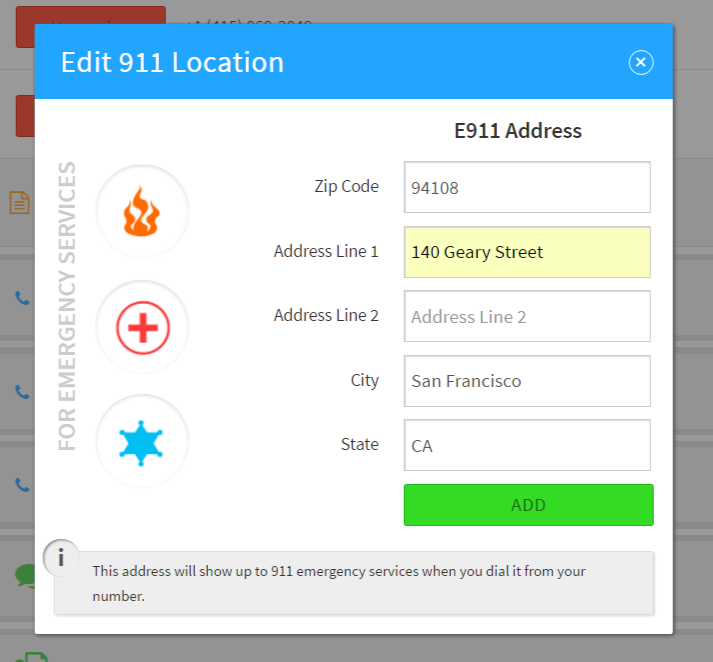 SmartPBX emergency address entry