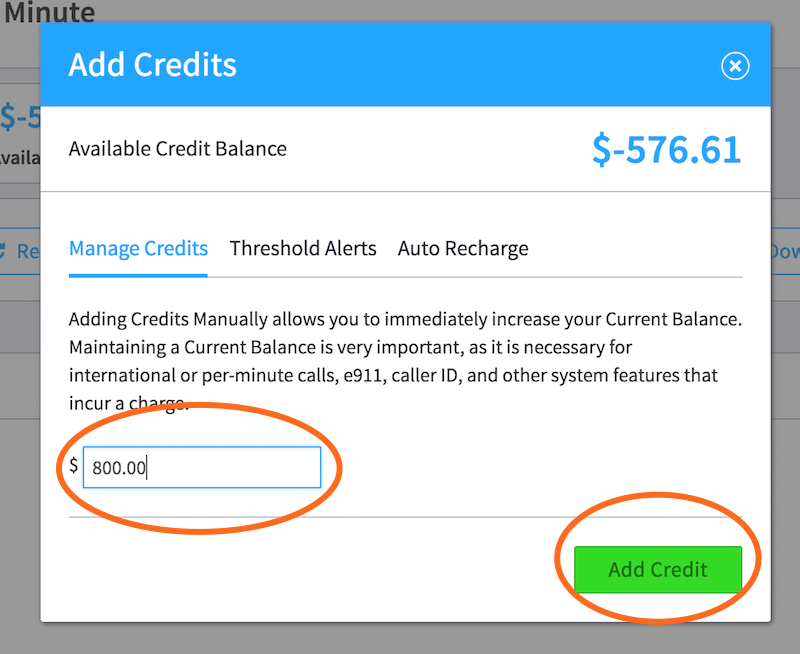 Finish Adding Credit